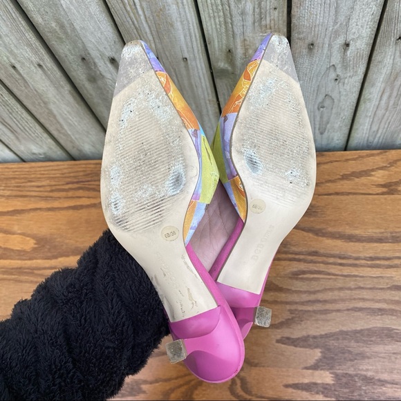 Vintage 90s 1990s y2k 2000s Trendy Fashion girl sling back Block Heels 6 - Picture 6 of 11